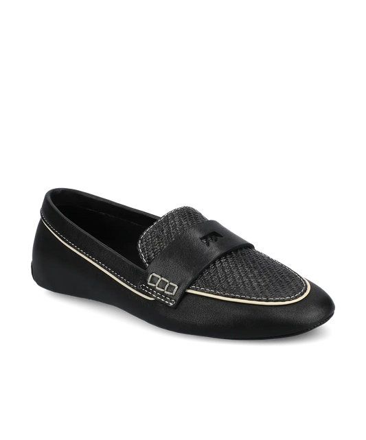 The Vesper Driver - Black Leather Raffia